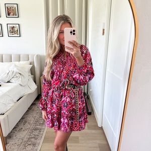 Abstract satin mini dress